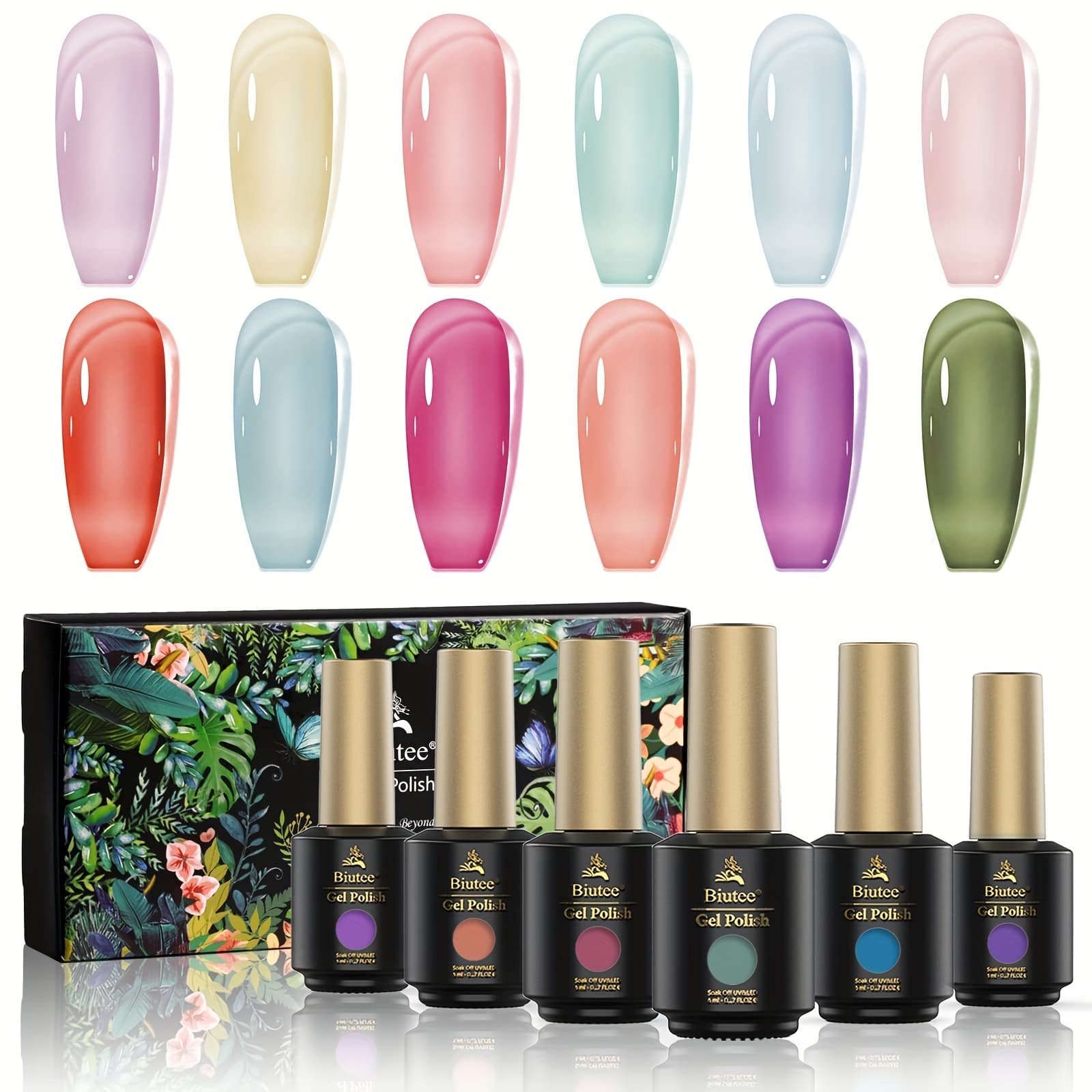 Nail Polish Transparent Gel Polish Pastel Translucent Gel Nail Polish Jelly Gel Polish Uv Sheer Gel Polish Sunshine Color Changing Soak Off Nail Art