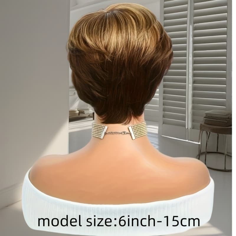 Short Straight Human Hair Wigs For Women, Featuring A Full Machine-made Cut