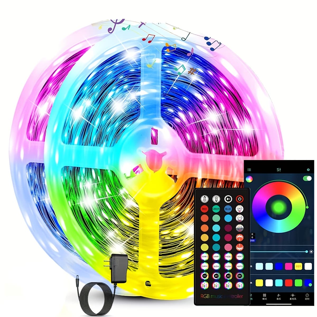 Smart Led Strip Lights That Change , Featuring An App And -key Remote Control, Perfect For Decorating Rooms For Parties, Halloween, And Christmas