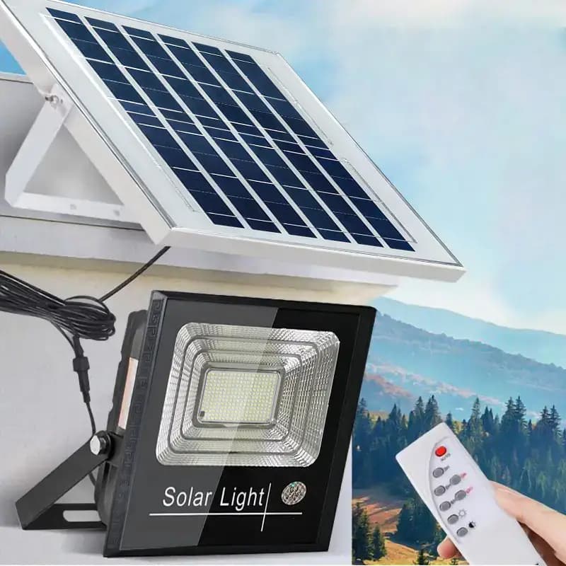Outdoor Solar Floodlight With Remote Control, Automatic Feature, Ip54 Waterproof Rating, Designed For Dusk To Dawn Use In Yards, Gazebos, Sheds, Barns, , Patios, Garages, And Gardens