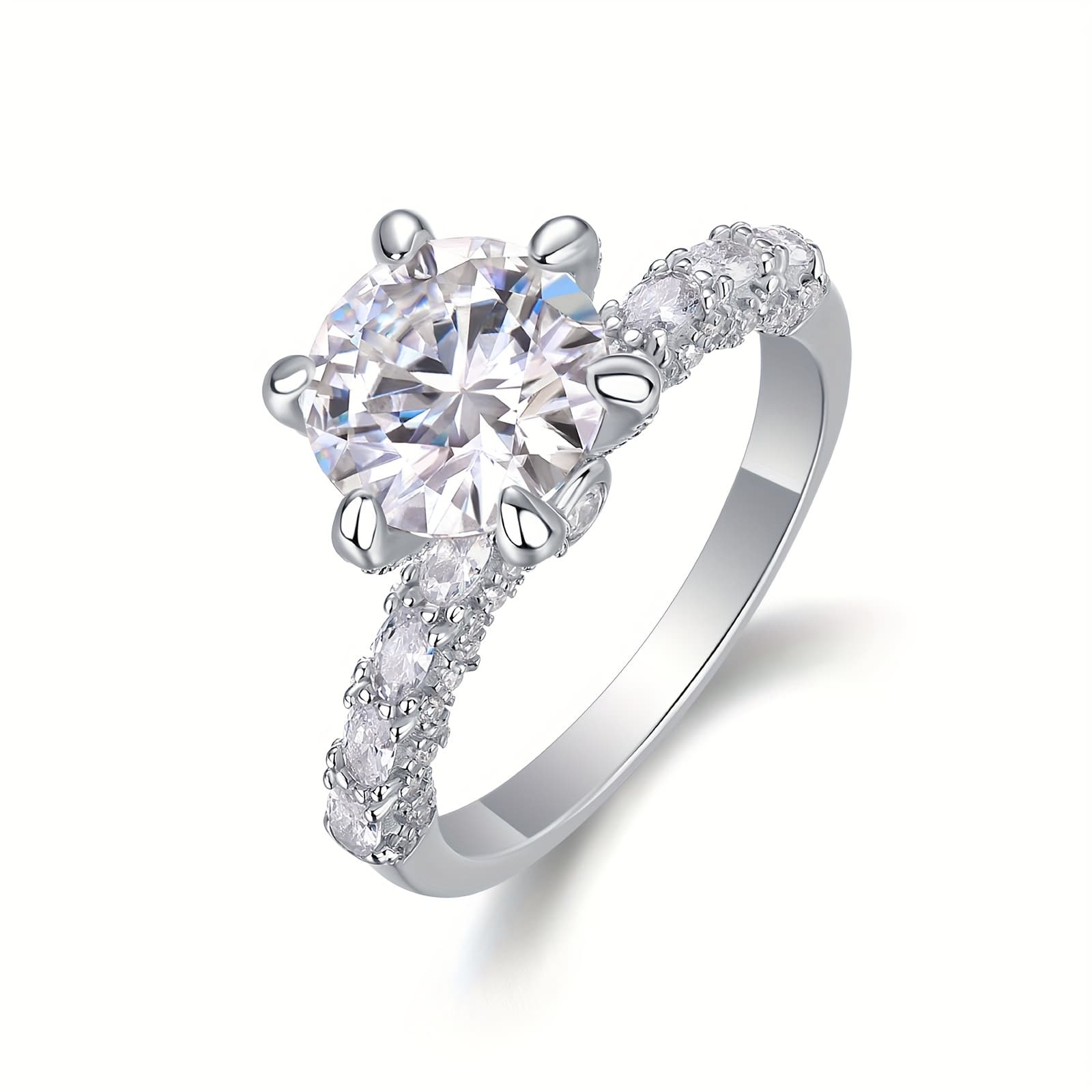1pc Stunning 3 Carat Moissanite Ring In S925 Silver - Perfect For Weddings, Anniversaries, And Birthdays, Rings For Women, Jewelry For Women, Cheap Stuff, And Closeout, Girly Must Haves Cheap