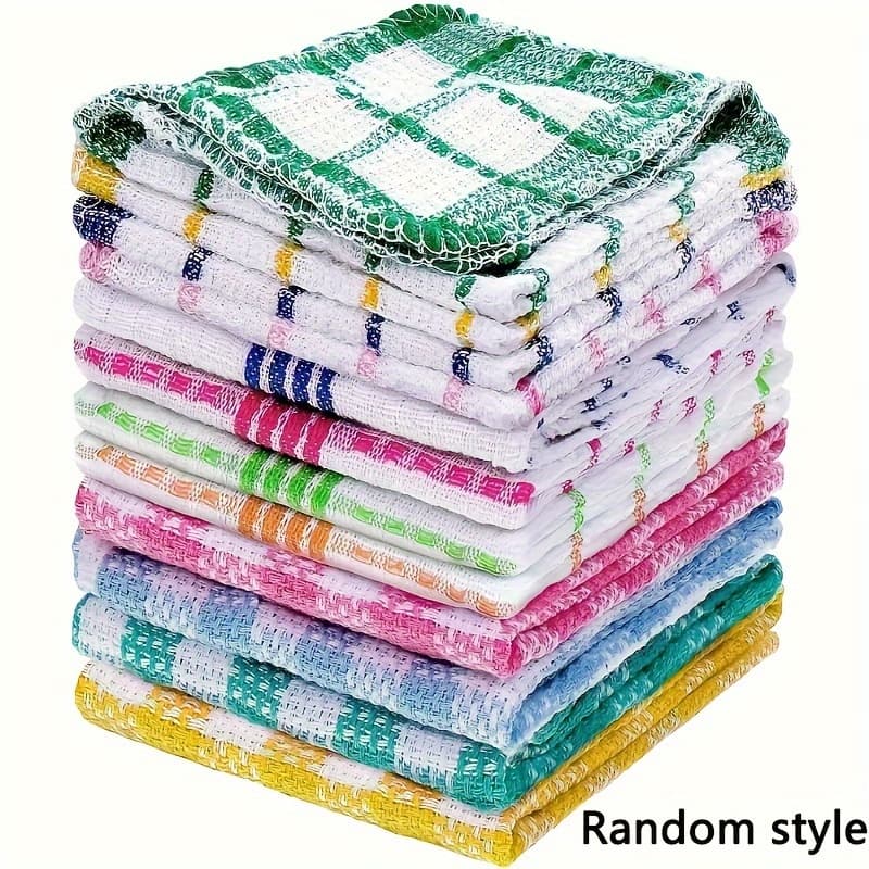 10pcs Double Sided Dishwashing Cloth, Kitchen Housekeeping Cleaning Cloth, Non Shedding Cleaning Cloth, Stain Remover Scouring Pad, Cleaning Tools