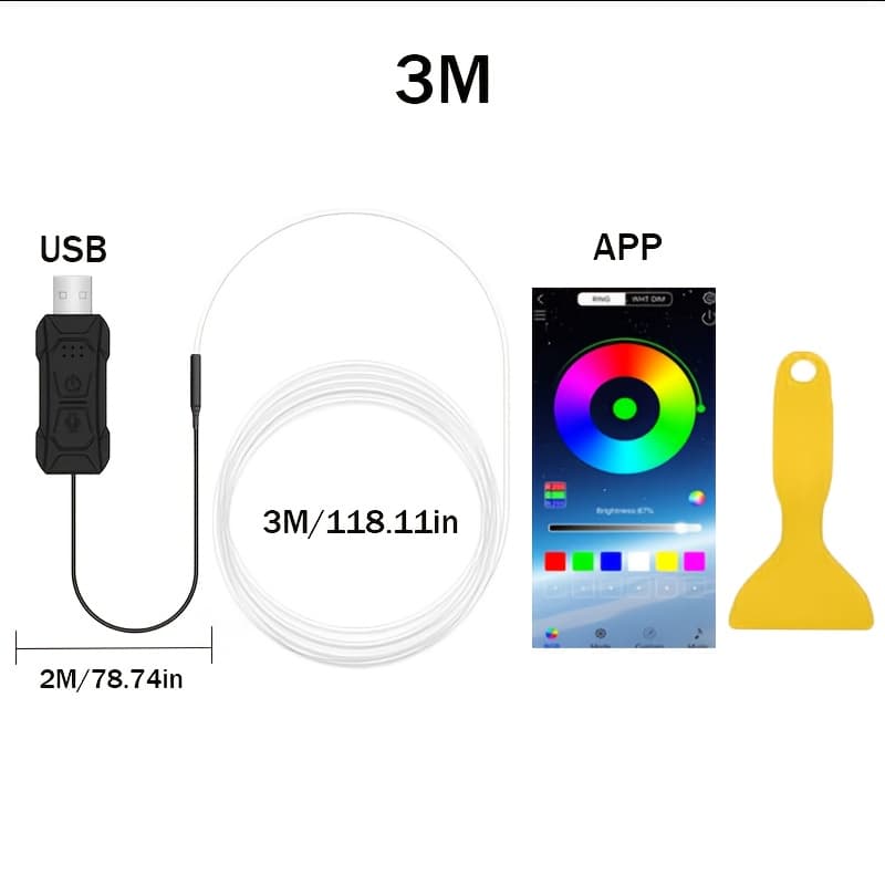 Car Led Interior Strip Light, Rgb 236-inch Fiber Optic Ambient Lighting Set, Remote And Control, Car Led Strip Light With Music Sync Feature, Without Battery