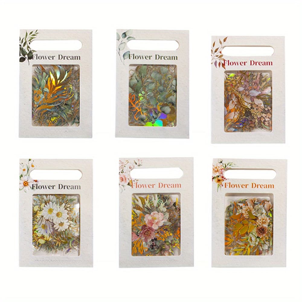 240pcs Gold Foil Flowers & Leaves Botanical Stickers With Clear Background For Diy Journaling Journal Planner Card
