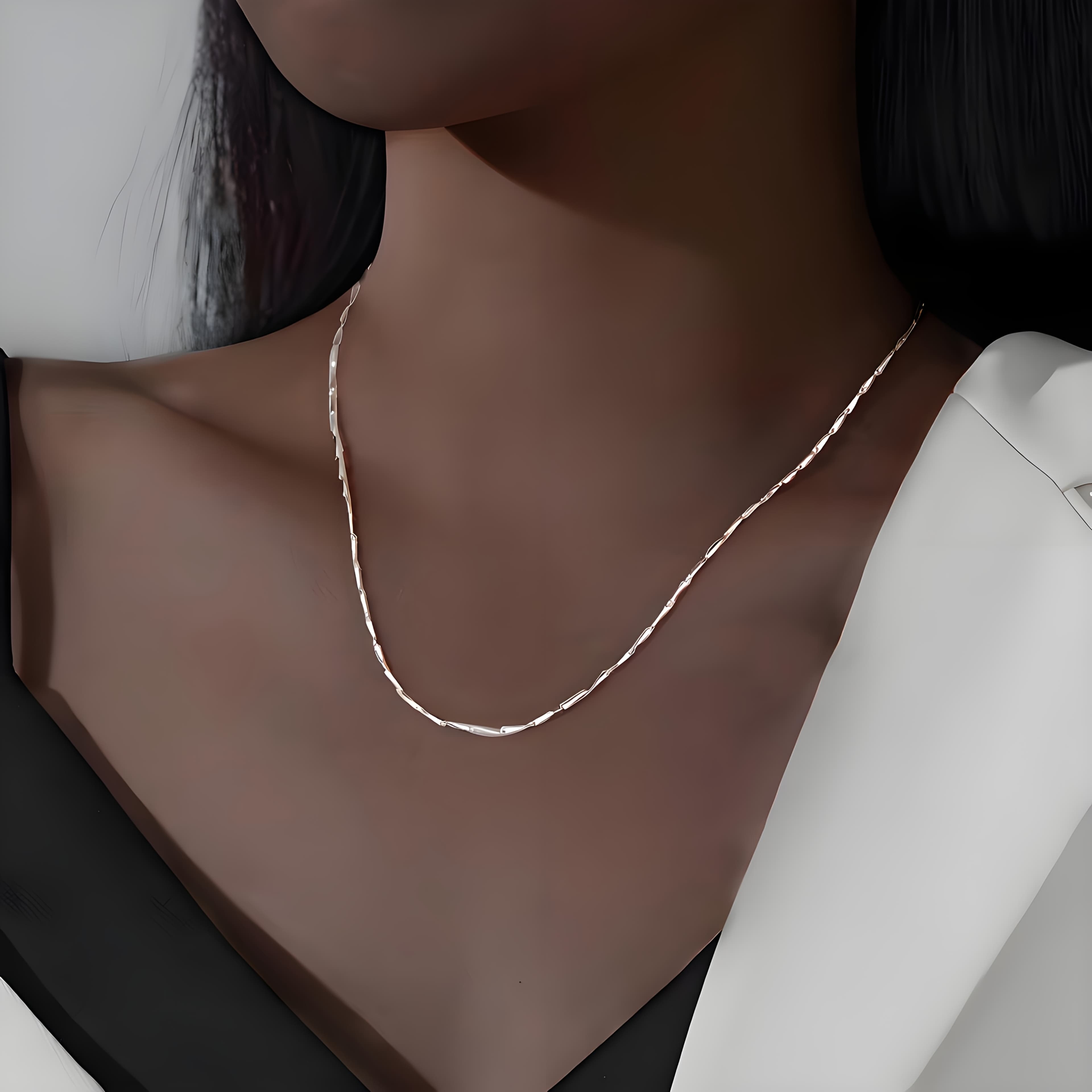 Elegant Sterling Silver Delicate Chain Necklace - , , Pure 925 Silver Collarbone Chain - Versatile And Elegant, Suitable For , A For Ladies