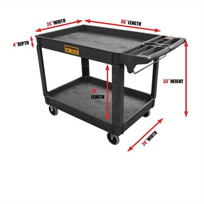 24*36 Inch Heavy Duty Service Polypropylene Utility Cart Tools Organizer Rolling