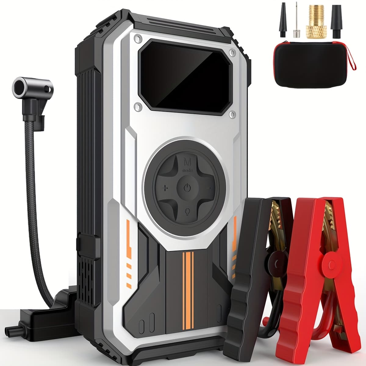 Compact Jump Starter Featuring Air Compressor, Car Battery With 150psi Tire Inflator For 12v Vehicles, Suitable For All Gasoline And 10.0l Engines, With Led Screen