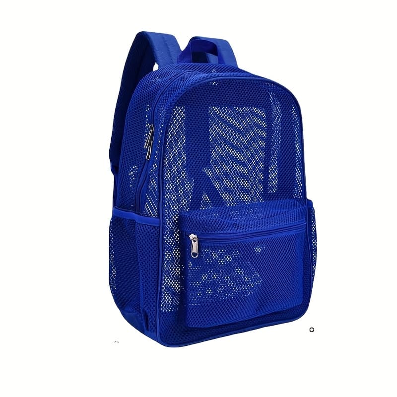 1pc Large Capacity Mesh Backpack - Durable Double-shoulder Travel Bag With -bearing, Breathable Design, Simple Beach Bag For And Daily