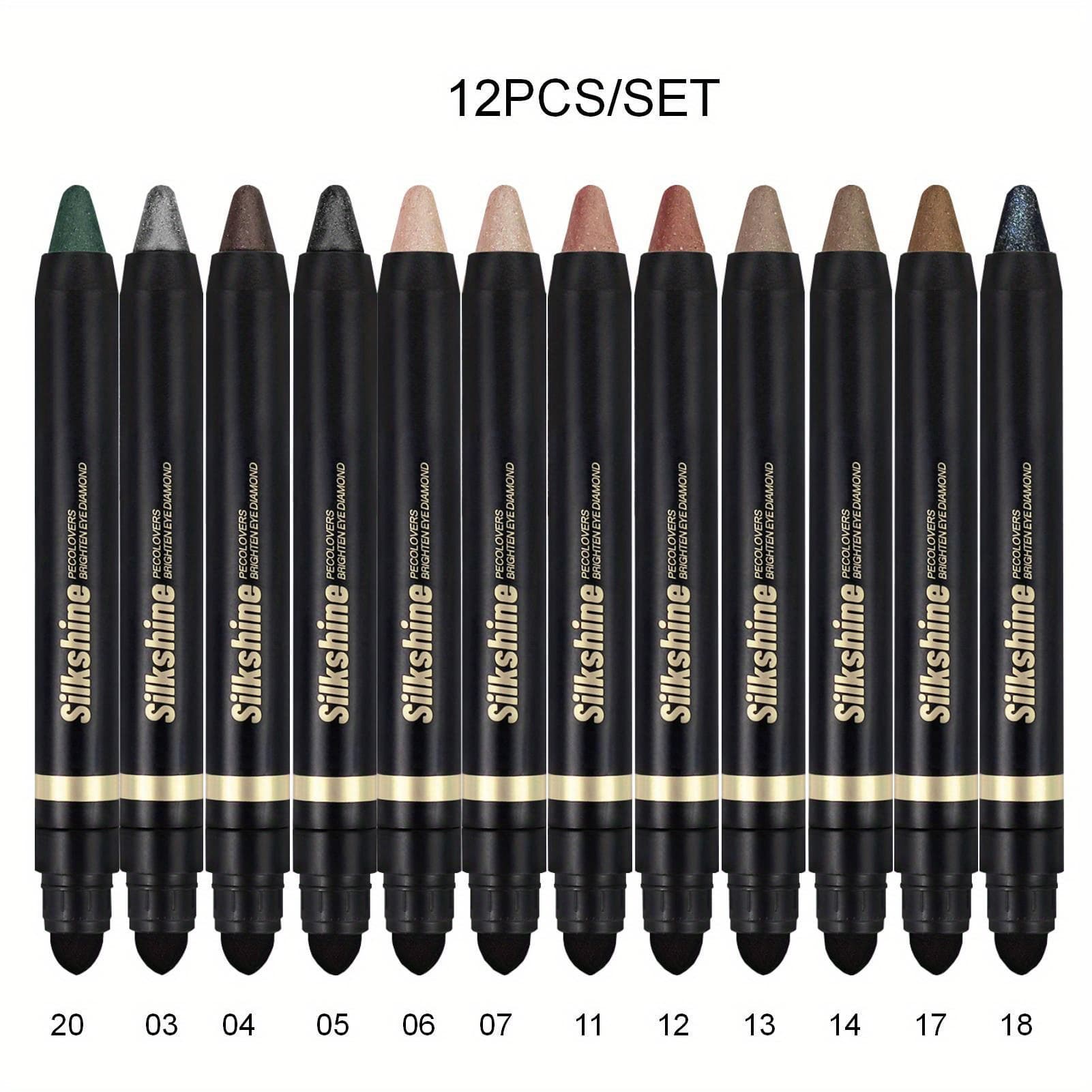 12pcs/set Double Ended Eyeshadow Stick- Glitter And Matte End, Smooth Delicate Texture, Long-lasting, Pigmented, Easy To Create