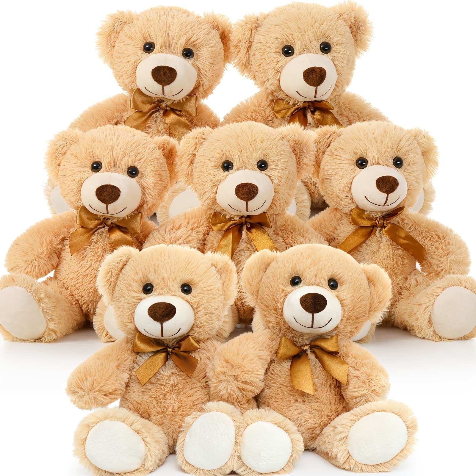 Maogolan 7pcs Bulk Mini Teddy - Stuffed Animals With Cute, Soft Stuffers For Baby Showers, Weddings,, Party Favors (7 , Bulk Discount)