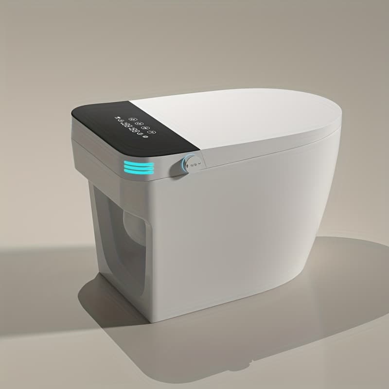 Smart Toilet With Voice Control, Automatic Opening And Closing Lid, Bubble Shield, Heated Seat And Dryer, Foot Sensor, Led Display, Night Light, Smart Toilet With Built-in Bidet, Toilet