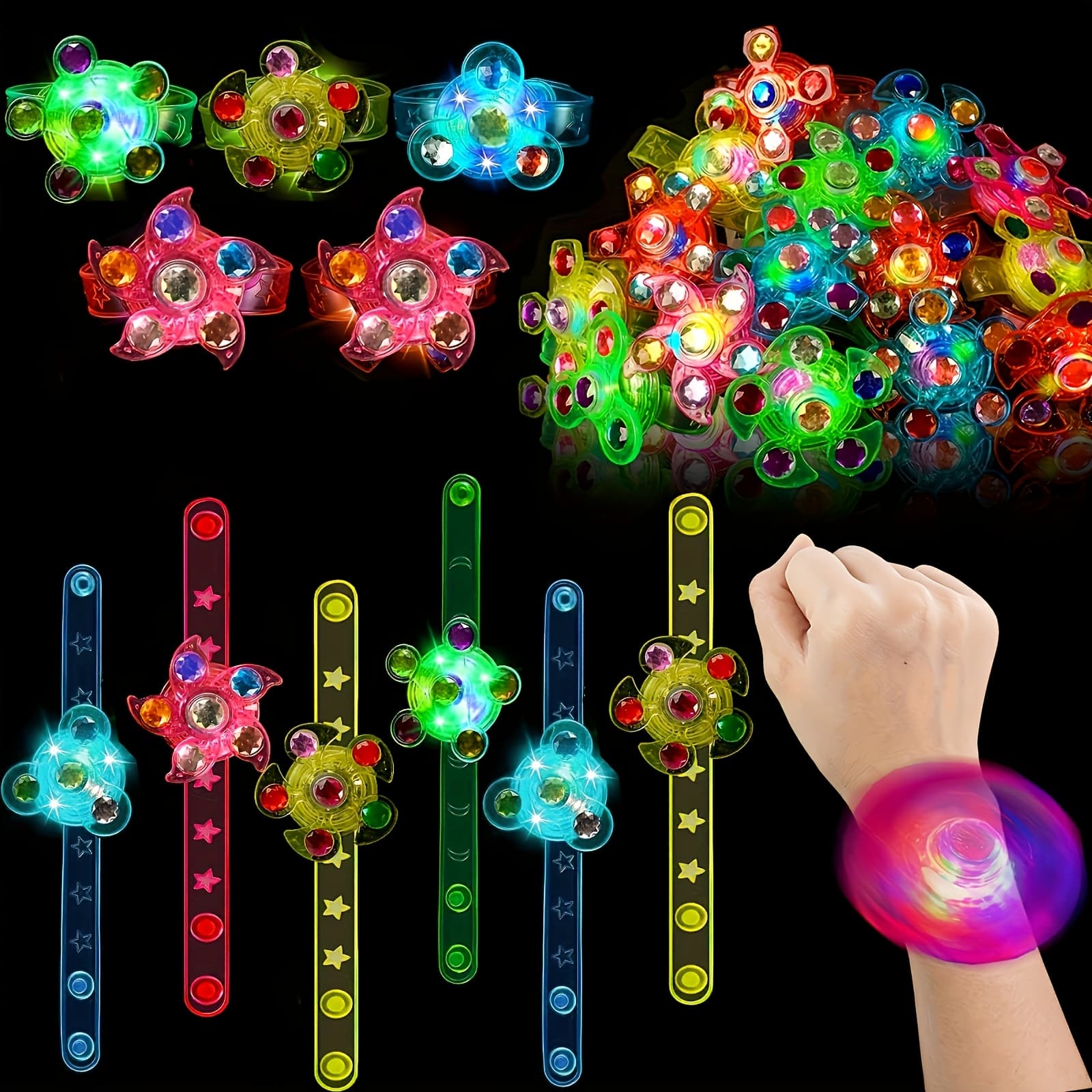 Led Luminous Wristbands, Luminous Fidget Spinner Wristbands, Party Gifts That Glow In The Dark, Birthday Party Gifts, Classroom Prizes, Candy Bags For Boys And Girls.