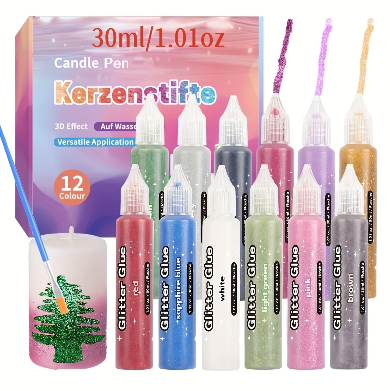 Pen, Glitter Candle Wax Pen, 30 Ml/1.01 Oz. Make Shimmering Candles For Celebrations And Birthdays