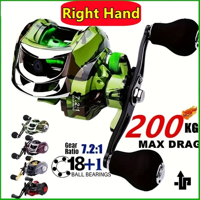 A High-efficiency Metal Fishing Reel Featuring Strong Drag And Bearings, Designed For Two-handed Use, Ideal For Baitcasting In Freshwater And Saltwater Environments