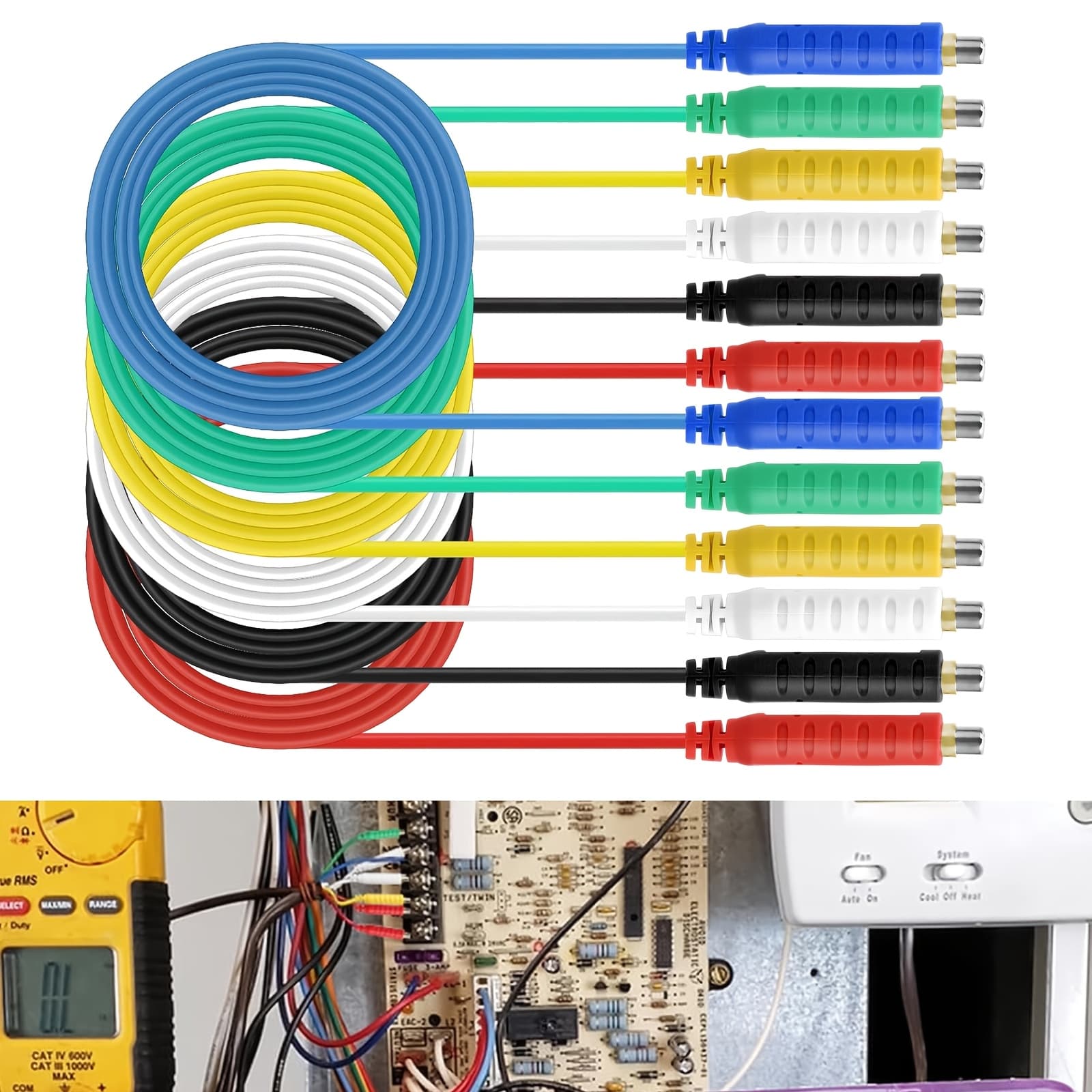 6pcs Magnetic Test Leads, 3.3ft Silicon Soft Flexible Magnetic Leads For Electrical Testing, Jumper Test Wires For Hvac Professionals