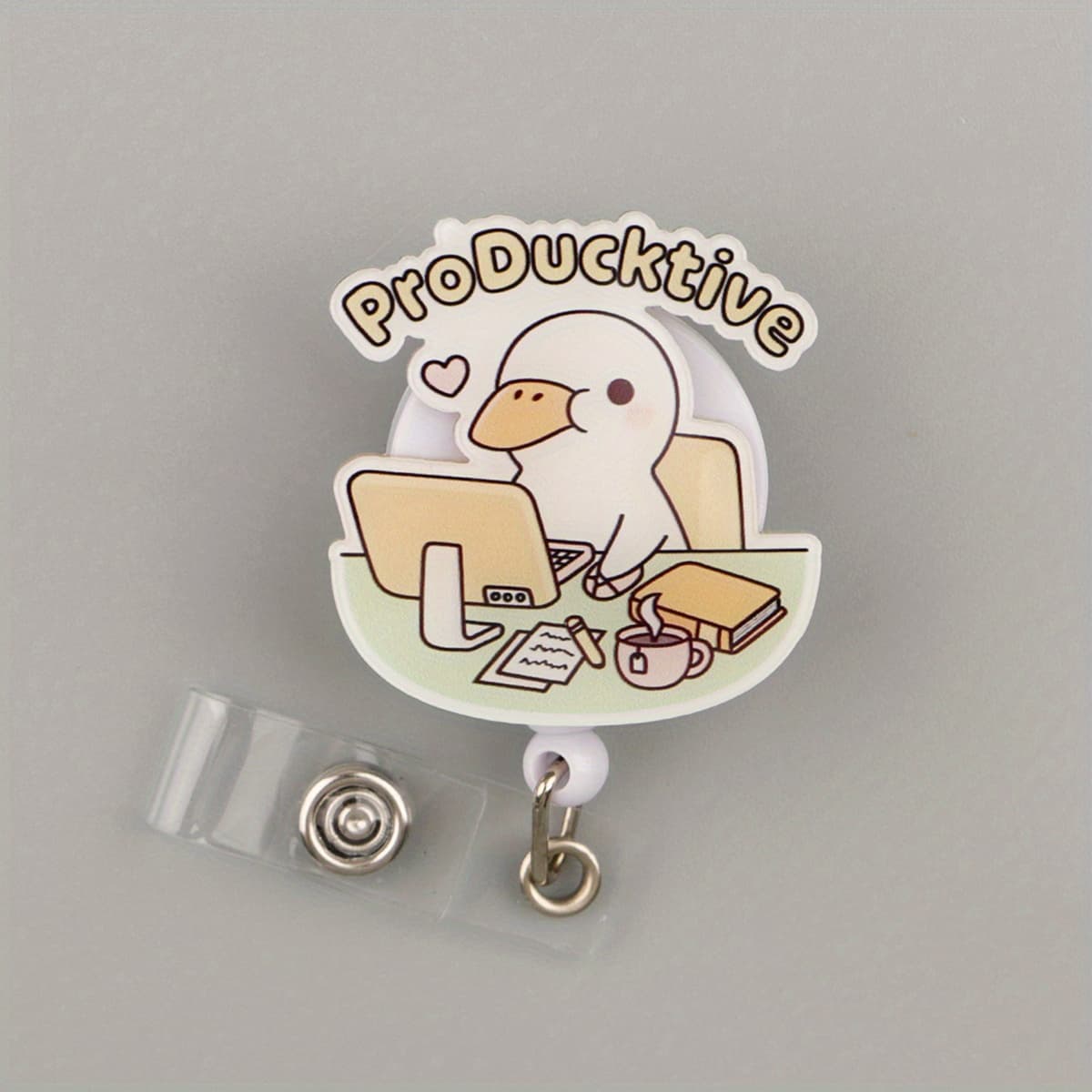 2d Flat Retractable Holder Reel With Cute Design, Nurse Hospital Badge Holder Office Lanyard 1pc
