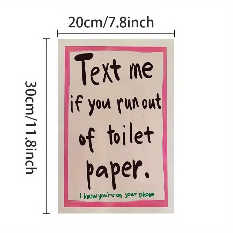 2d Flat, Funny Bathroom Wall Art Canvas Print - ' Of Toilet Paper' - Pink Modern Decor For Living Room, Bedroom, Office, Waterproof, 12x16 Inches, Unframed, Bathroom Decor