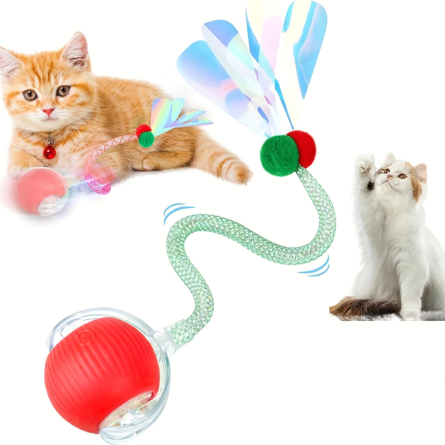1pc Cat Toys For Indoor Cats -activated Rolling Ball With Led Lights & 3 Indoor Cats & Kittens Active, Stimulates Hunting & Reduces Boredom