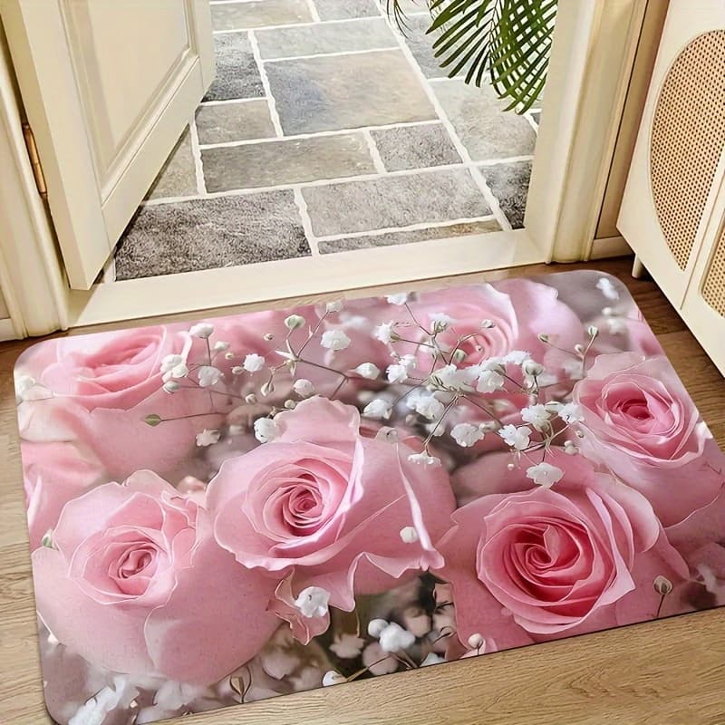 1pc Non-slip Area Mat With Pvc Backing, Machine Washable Rubber & Non-woven Fabric Indoor Floor Mat For Entryway, Hallway, Bedroom, Living Room, Laundry Room, Washable Area Mat