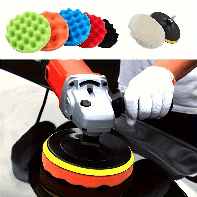 Set Of 8 Self-adhesive Polishing Discs Measuring 3/4/5 Inches, Including Polishing Wax, Sponge, Plush Wheel Pads, And A Drill Adapter For Car Polishing