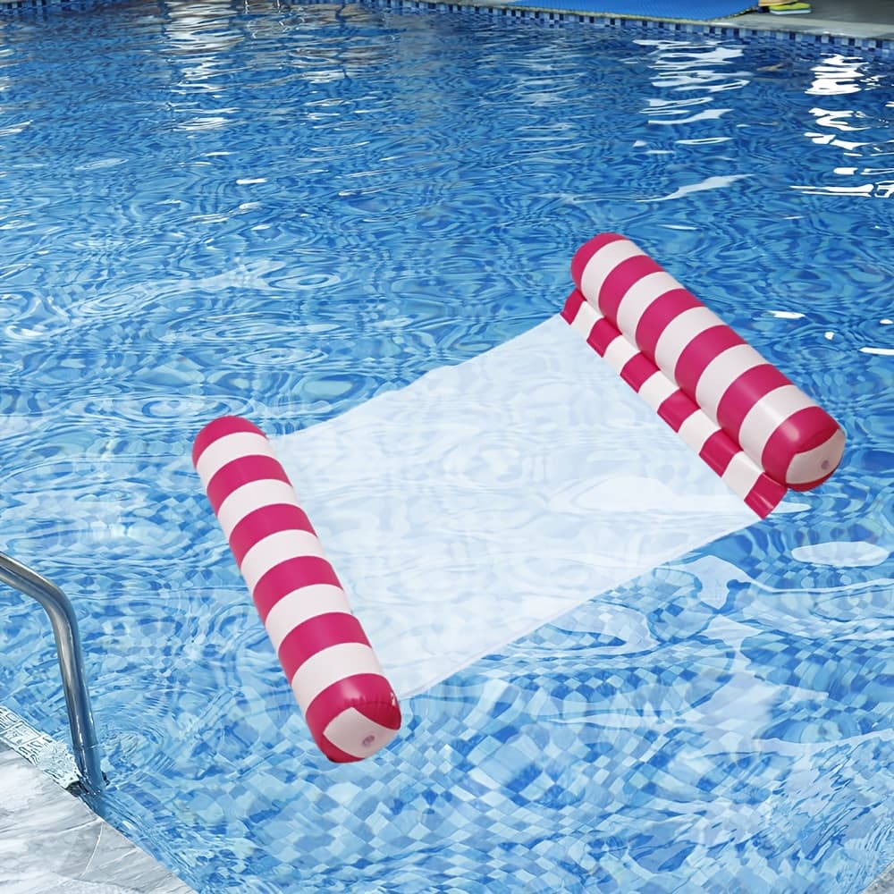 Inflatable Beach Chair Made Of Striped Pvc - A Portable And Foldable Lounge Float For Adults, A Sturdy Accessory For Parties And Pools