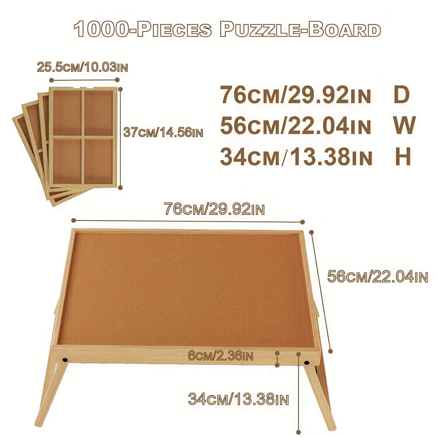 A Portable Wooden Jigsaw Puzzle Table Measuring 29.9"x22" With 4 Storage Drawers, Designed For 1000pcs Puzzles
