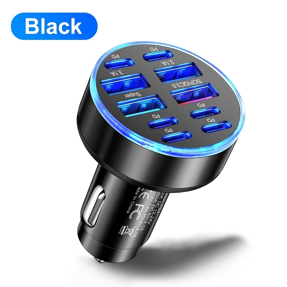 10-in-1 Ultra-fast Retractable Vehicle Charger Featuring Star Projector Night Light, Car Mood Light, Vehicle Additions, Quick Charger For Iphone 16/15/14/13/12/11 And Devices