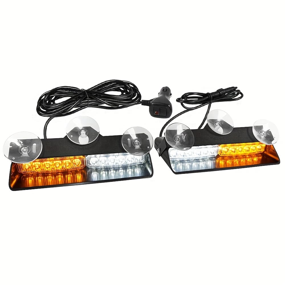 24led Emergency Dash Lights | 2 In 1 Interior Windshield Safety Flashing Lights With Suction Cups For Snow Plow, Trucks, , Car - Applicable, 12-24v Power, Lights, Without Battery