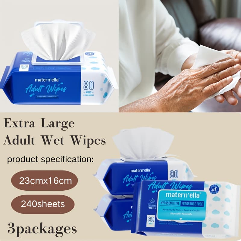 Matern'ella Wet Wipes Plant Based Fibers With Probiotics Sewer Safe Wipe. Soft And Thick, Disposable & Rinse-free Wet Wipes, Suitable For Incontinence And Personal Care.halloween&christmas Gifts!