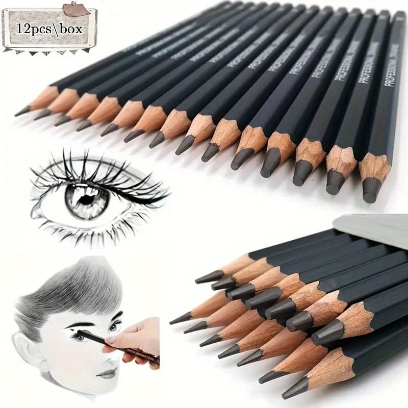12pcs Precision Drawing Pencil Set- Professional For Sketching And Drawing, Hardness Range 2h To 8b, Suitable For Artists, Students, And Enthusiasts For Creative Work Like A Painter