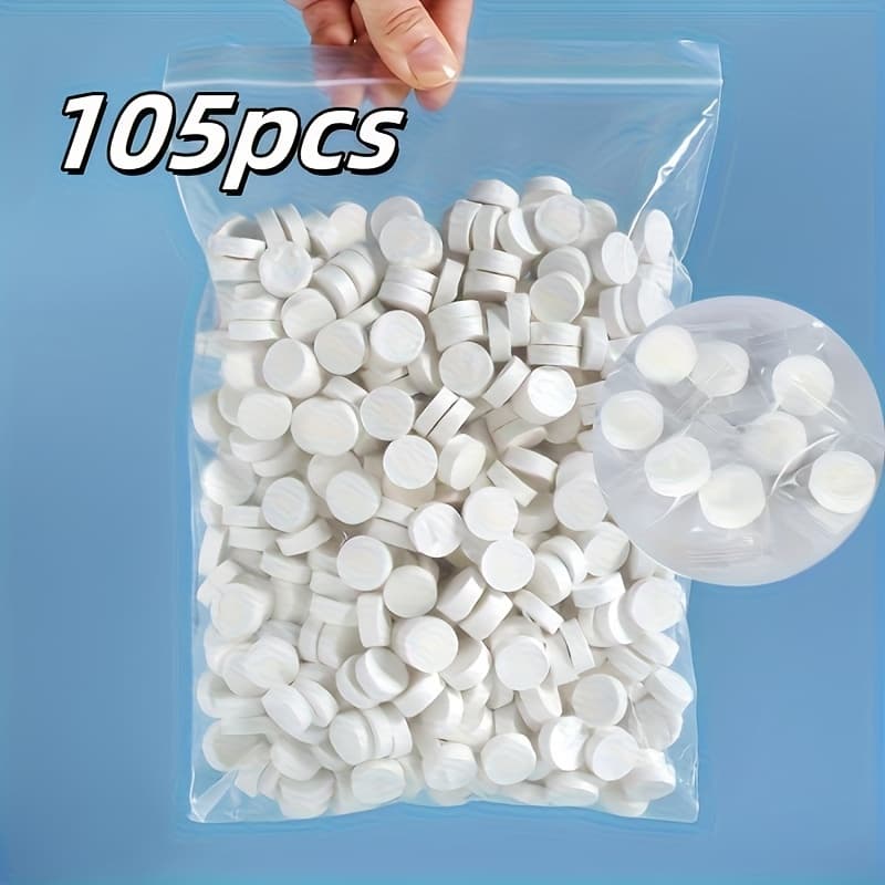 105pcs Portable Compressed Face Towels | Fast Dissolving, Lightweight Polyester - Ideal For Hiking, Camping, Traveling And , Disposable Non-woven Makeup Cleaning Tools, Hand Or Machine Washable,