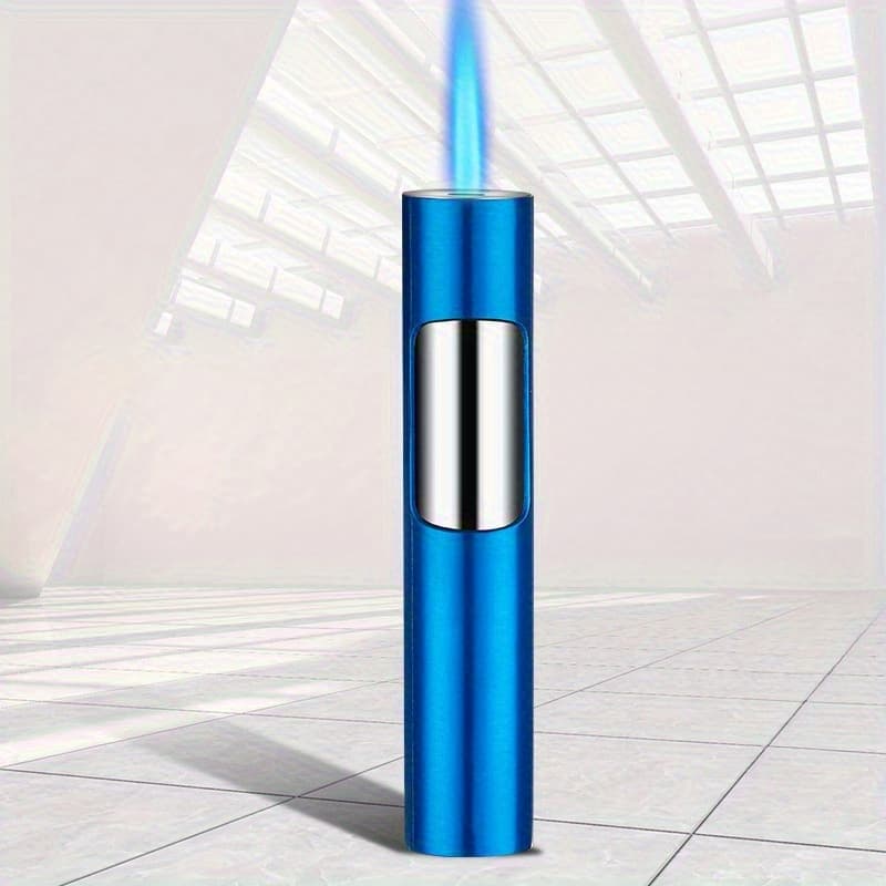 Cylindrical , Push Ignite Lighter, Windproof Blue Flame Lighter, Mini Portable Lighter, Suitable For Outdoor Camping Hiking(no Butane Gas)