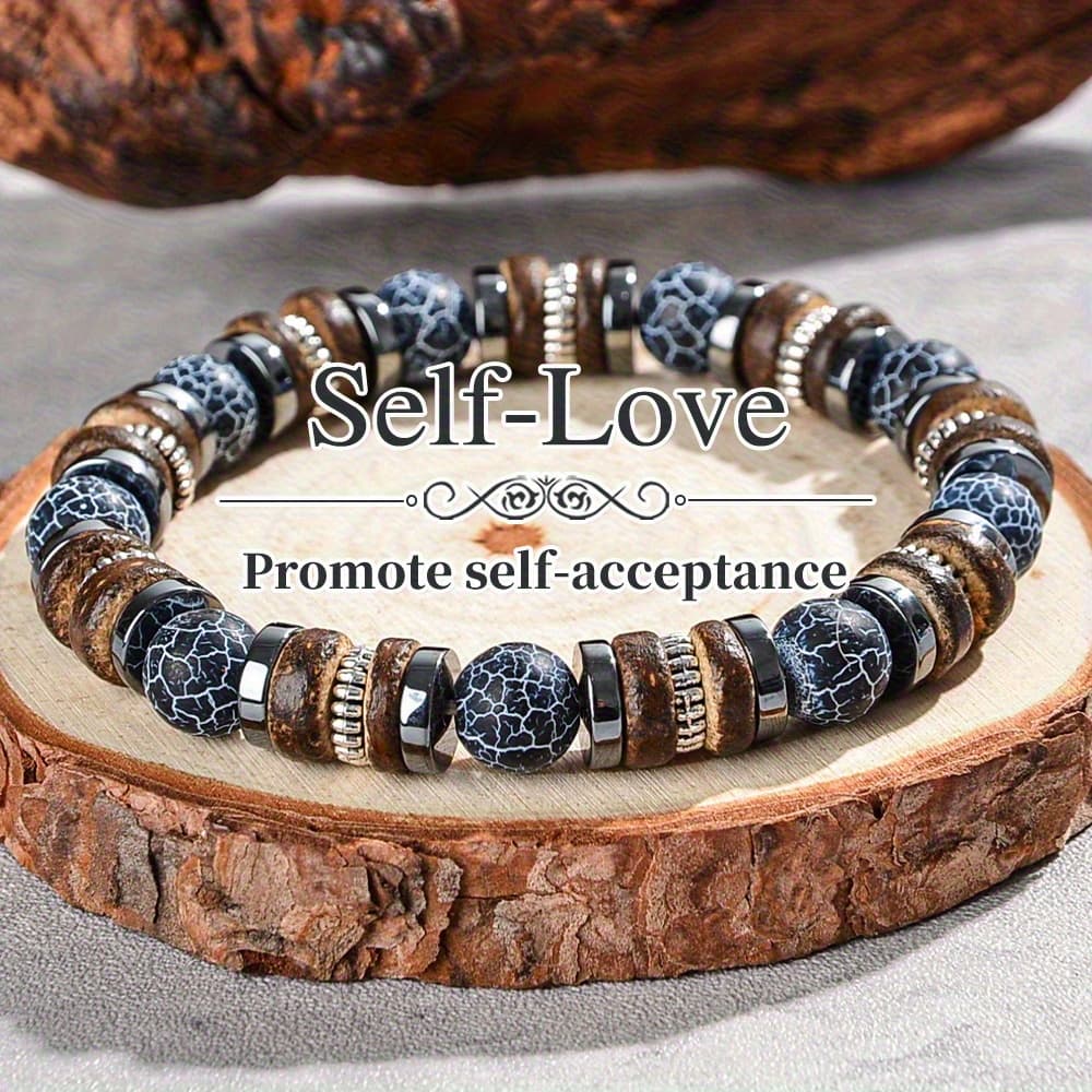 1pc Stylish Natural Stone Beaded Bracelet - Cool & Design With Charm, Durable Everyday Jewelry For , Perfect Christmas/thanksgiving Gift For Daily Wear