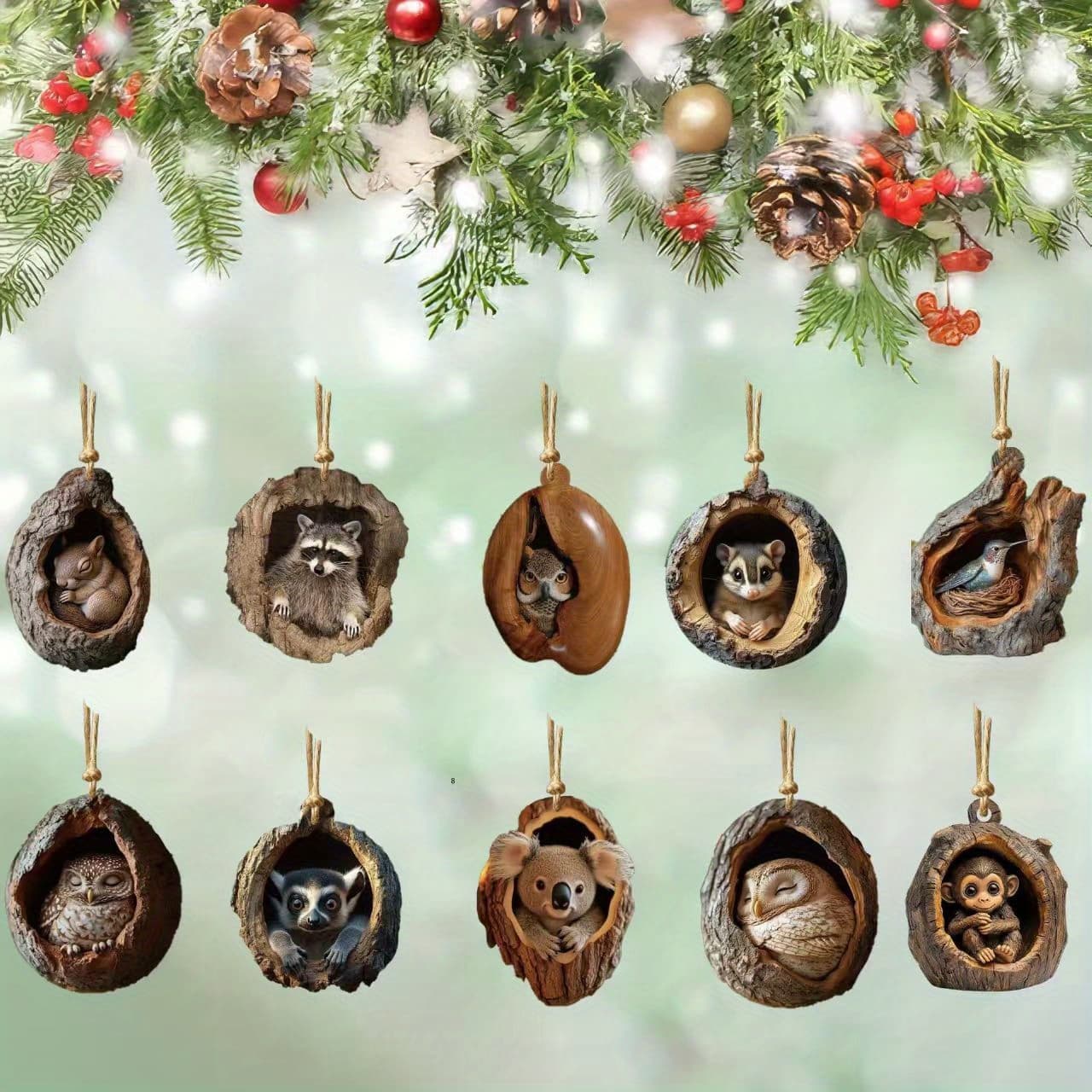 Creative Monkey, Owl Wooden Hanging Ornaments, Christmas Party Decorations