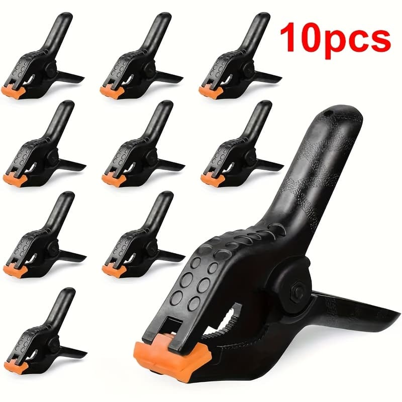 10pcs Large Plastic Clamps, 4.5-inch Size, Durable Spring Clamps, Clamps For Woodworking, Photography Backgrounds, And Crafts Grips