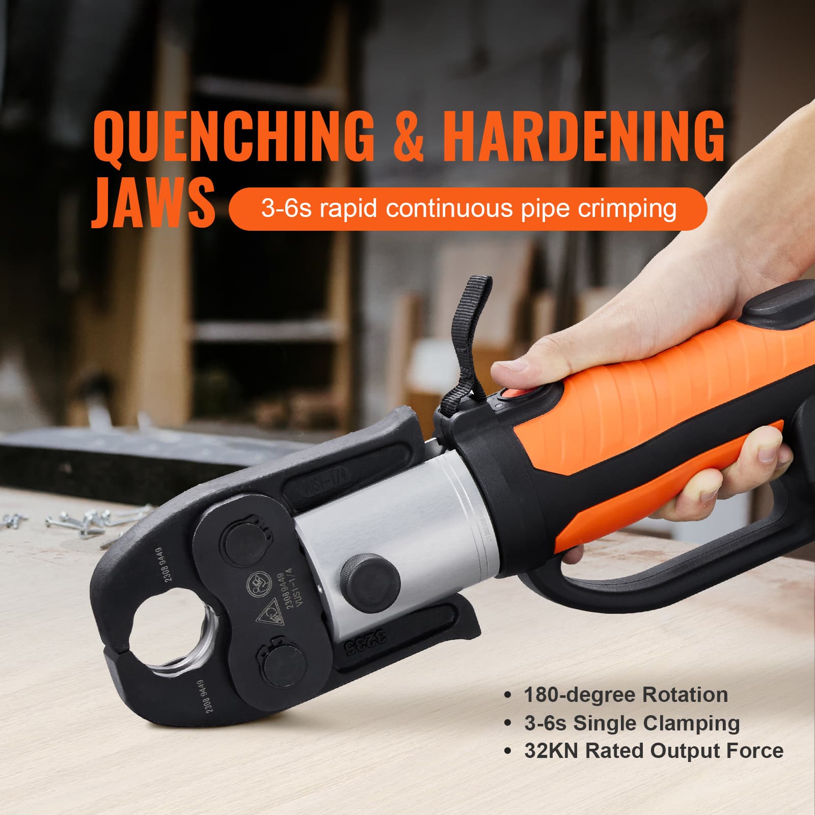 Vevor Pro Press Tool, 18v Electric Pipe Crimping Tool For 1/2" To 2" Stainless Steel, Copper, Pex Pipes, Press Tool Kit With 6 Pro Press Jaws, 2pcs 4ah Battery, Fast Charger & Carrying Case