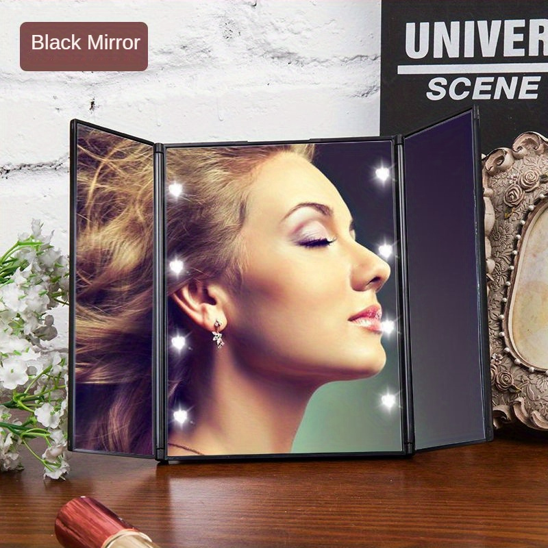 Compact Led-lit Makeup Mirror For , Featuring A Foldable Design And Ideal For Cosmetics On The Go