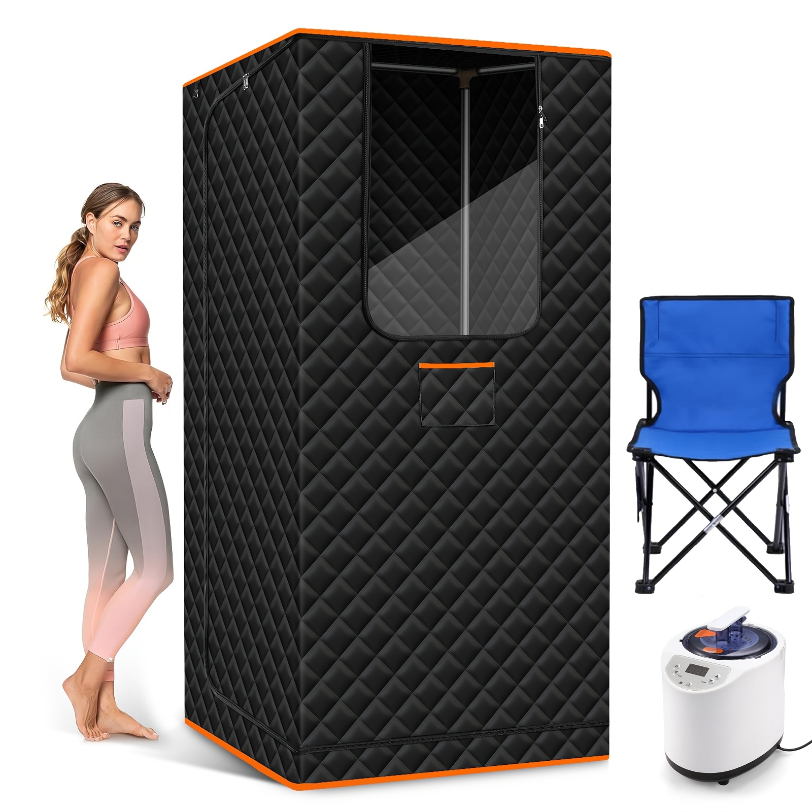 Portable Steam Sauna, Portable Sauna For Home, Sauna Tent With 3.0l Steamer, Remote Control, Folding Chair, , 2.6' X 2.6' X 5.9'