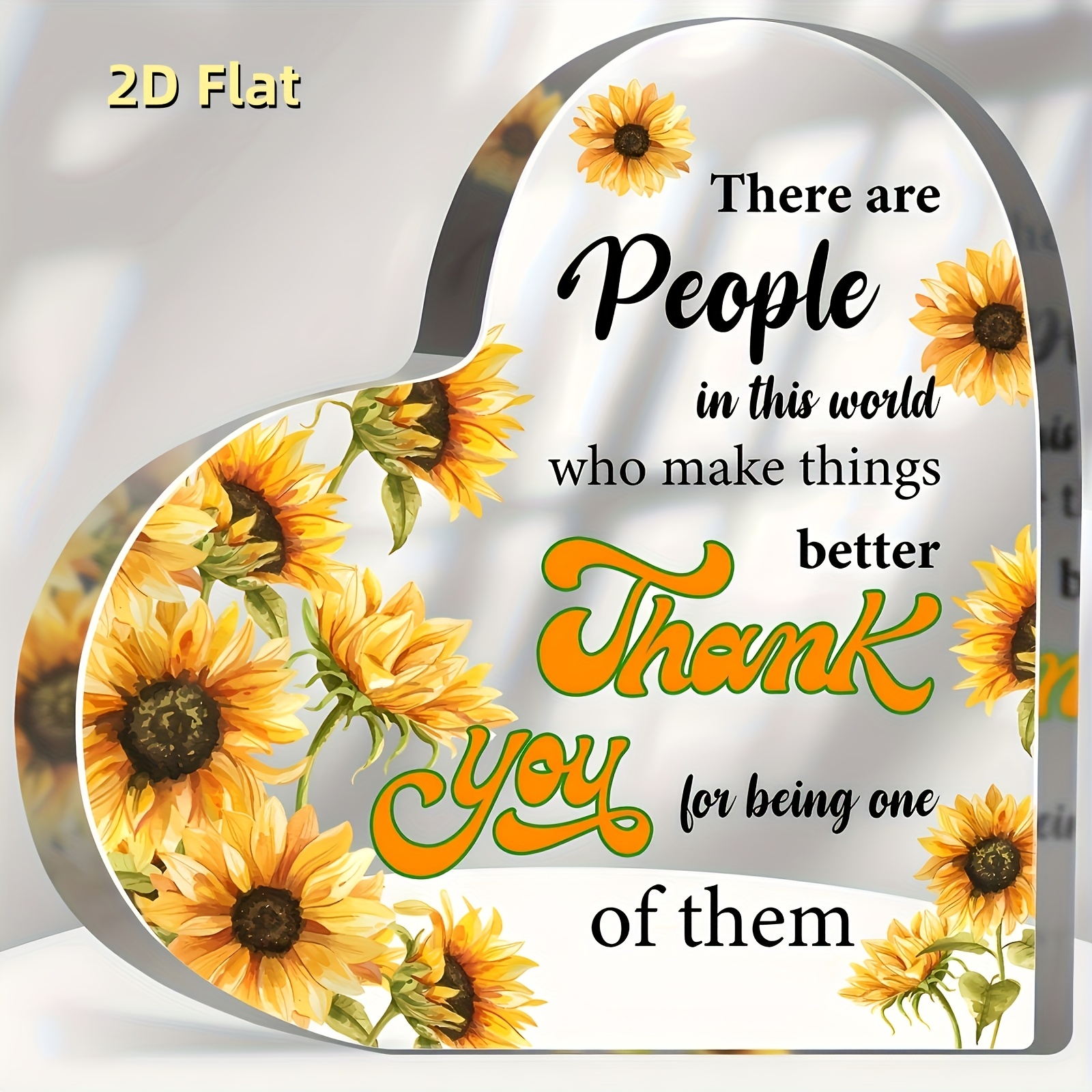 2d Flat, 1pc Sunflower Thank You Desk Decoration - Decorative Sign & Plaque - Unique Gift For Colleagues, , , Thanksgiving, Christmas, Birthday - Appreciation Token