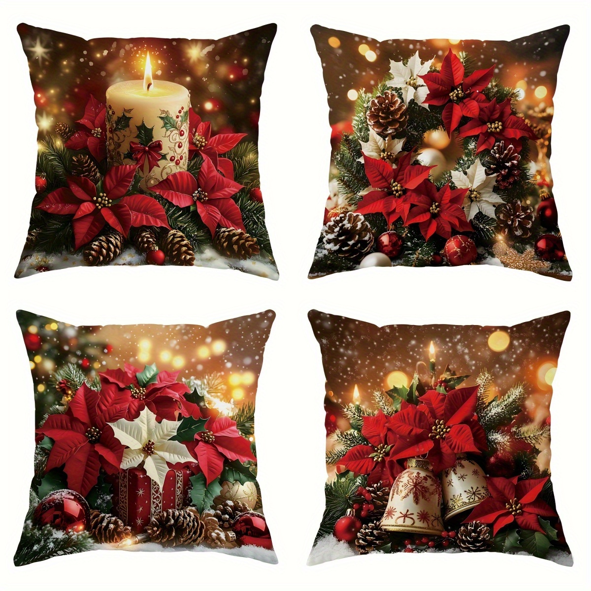 4pcs Christmas Polyester - And , , Decorative , - , 18"*18", Suitable For Christmas Sofa Bed Decoration (no Pi