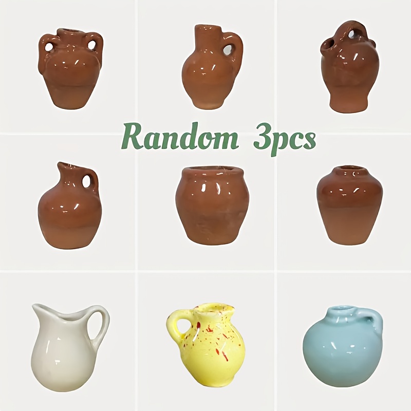 3pcs Mini Ceramic Thumb Flower Pot - Retro Style, Suitable For Hydroponic Plants, Doll House Decoration, Diy Photography Props And Home Decoration