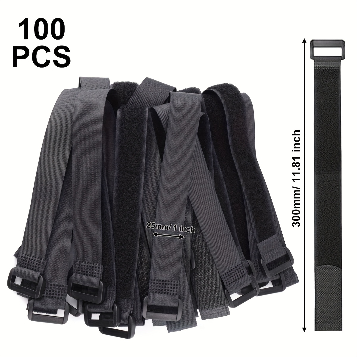 Reusable Fastening Cable Straps And Cable Ties Set 100 Pack, Adjustable Hook And Loop Cord Ties To Keep Cords Organized And Tidy