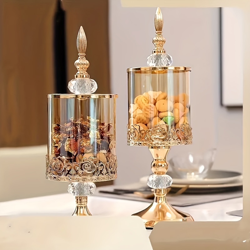 2pcs Set Elegant Glass Candy Dish With Lid - Perfect For Home Decor & Coffee